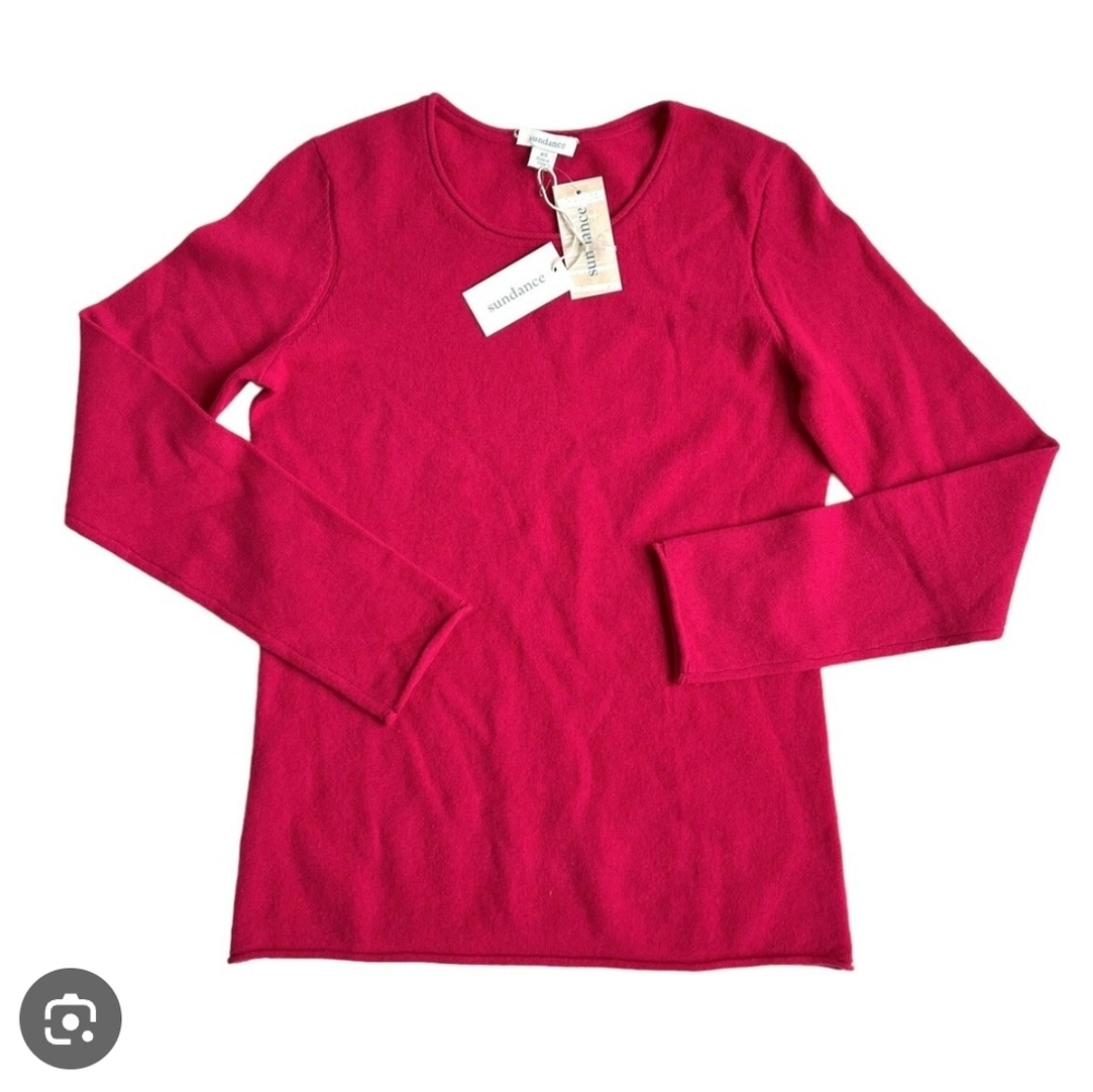 NWT SUNDANCE 100% Cashmere Magenta Berry Roll Neck  Sweater